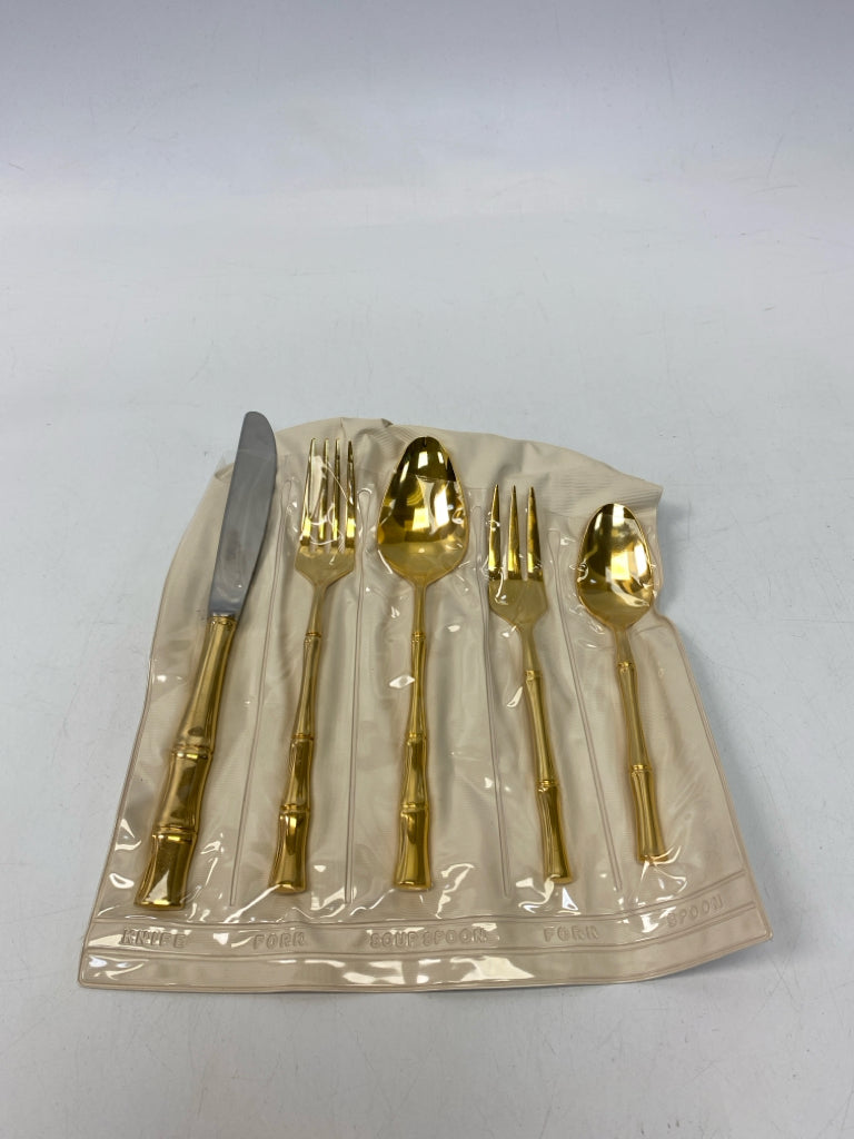 Gold Bamboo Metal Flatware