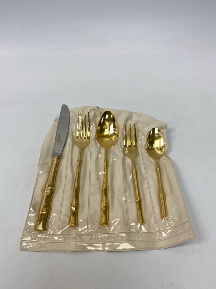 Gold Bamboo Metal Flatware