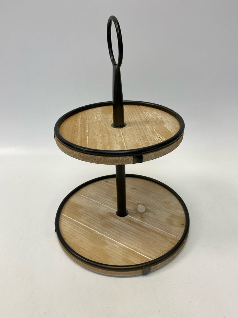 Natural Black Wood/Metal Tray