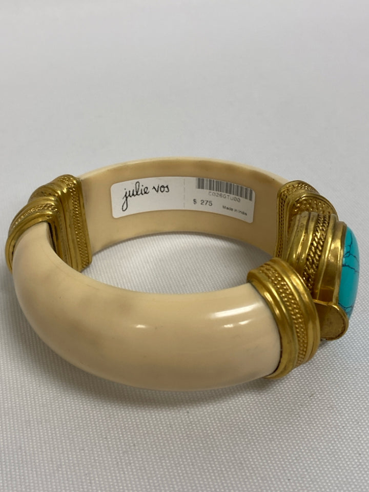 NWT Julie Vos Cream Turquoise Stones Bracelet