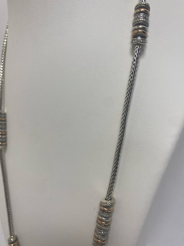 Brighton Silver Color Gold Color Jeweled Necklace