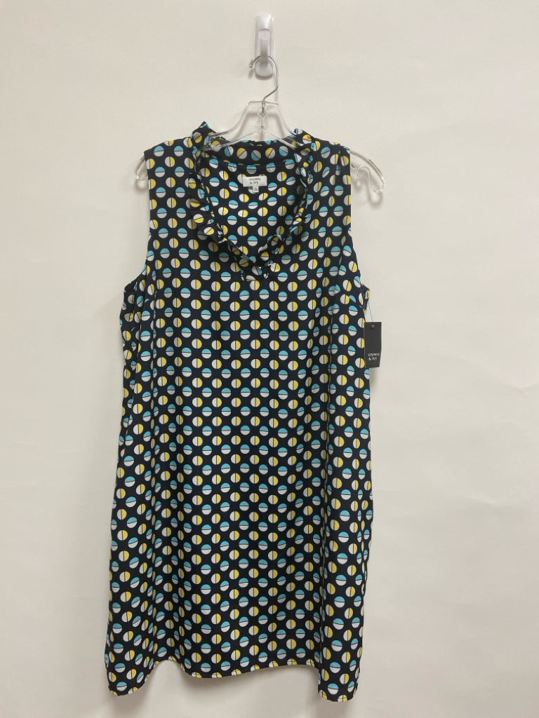 NWT Crown &amp; Ivy  SIZE  16 Navy/White Aqua/Yellow Circles Plus Size Dress