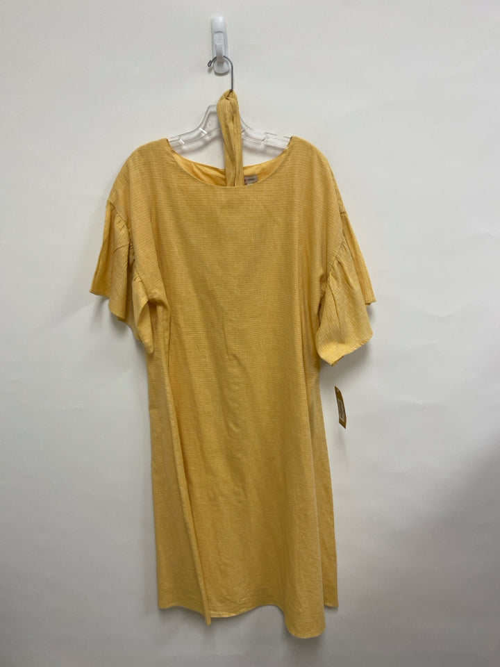 NWT Cremieux Size 12 Yellow White Stripes Bell Sleeves Linen Blend Ladies Dress
