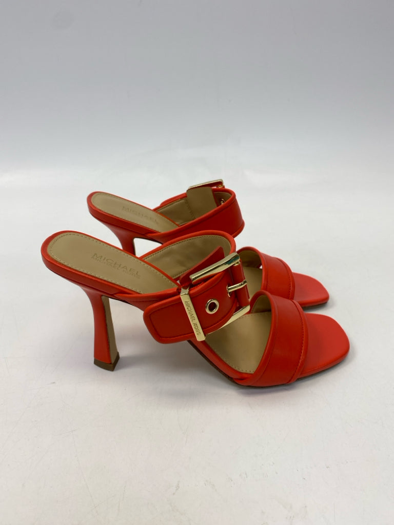 NWOT Michael Kors  Size 7 Dark Coral Gold Buckle(s) Sandals