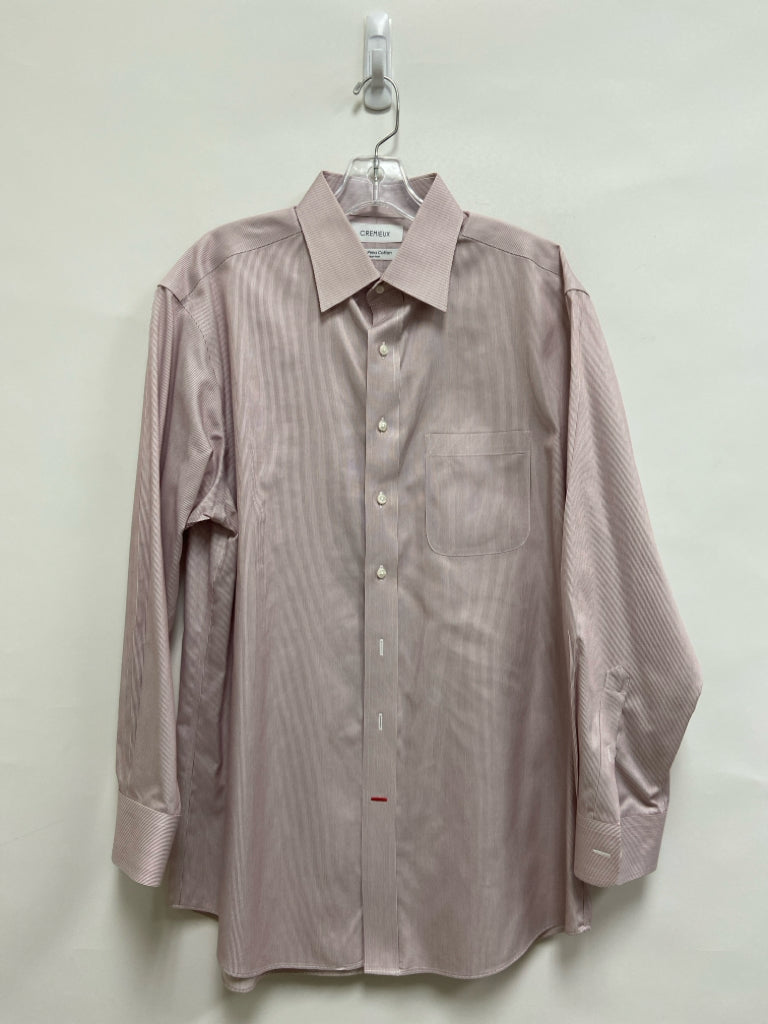 Cremieux Size L White Burgundy Stripes Button Up Men&