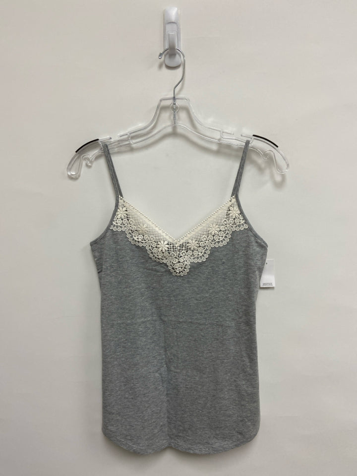 NWT LOFT Size XS Gray Trimmed Tank Lace Ladies Top