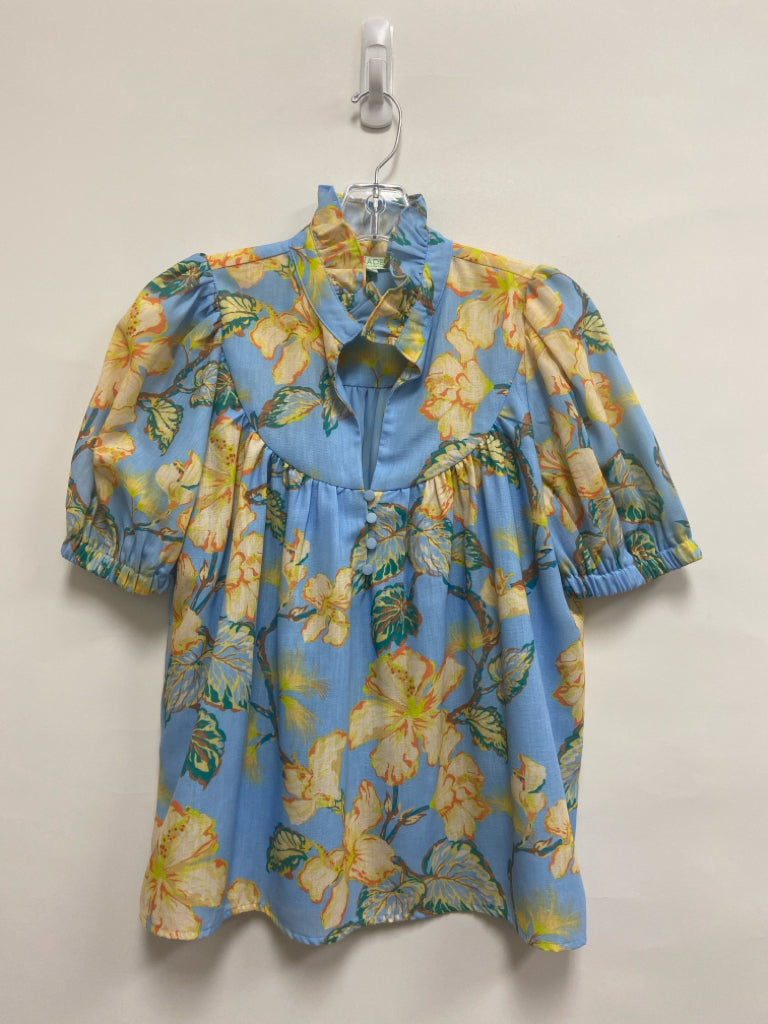 Jade Brand Size XS Blue Yellow/Orange Floral Ladies Top