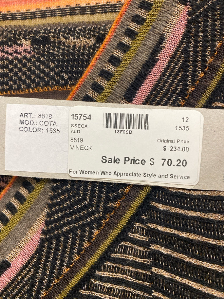 NWT Aldo Martins Size 12 Black Green/Pink Striped Ladies Sweater