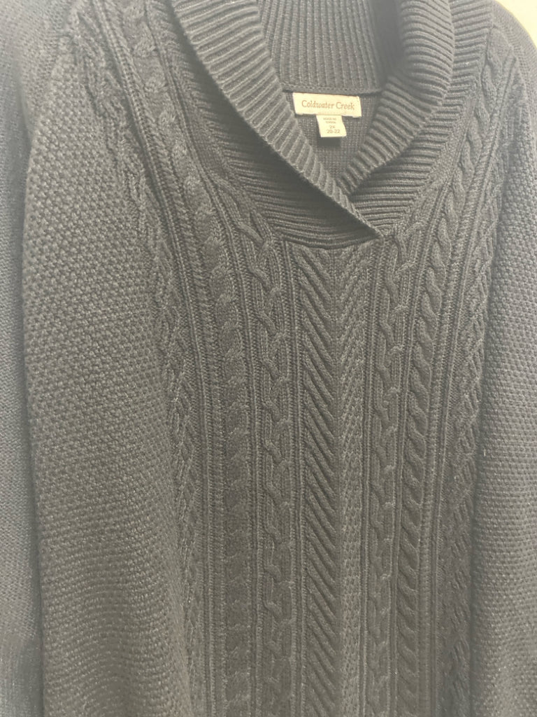 NWT Coldwater Creek Size 2X Black Cable Knit Plus Size Sweater