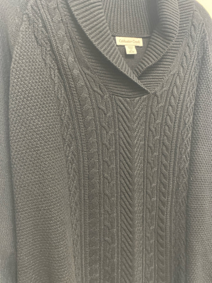 NWT Coldwater Creek Size 2X Black Cable Knit Plus Size Sweater