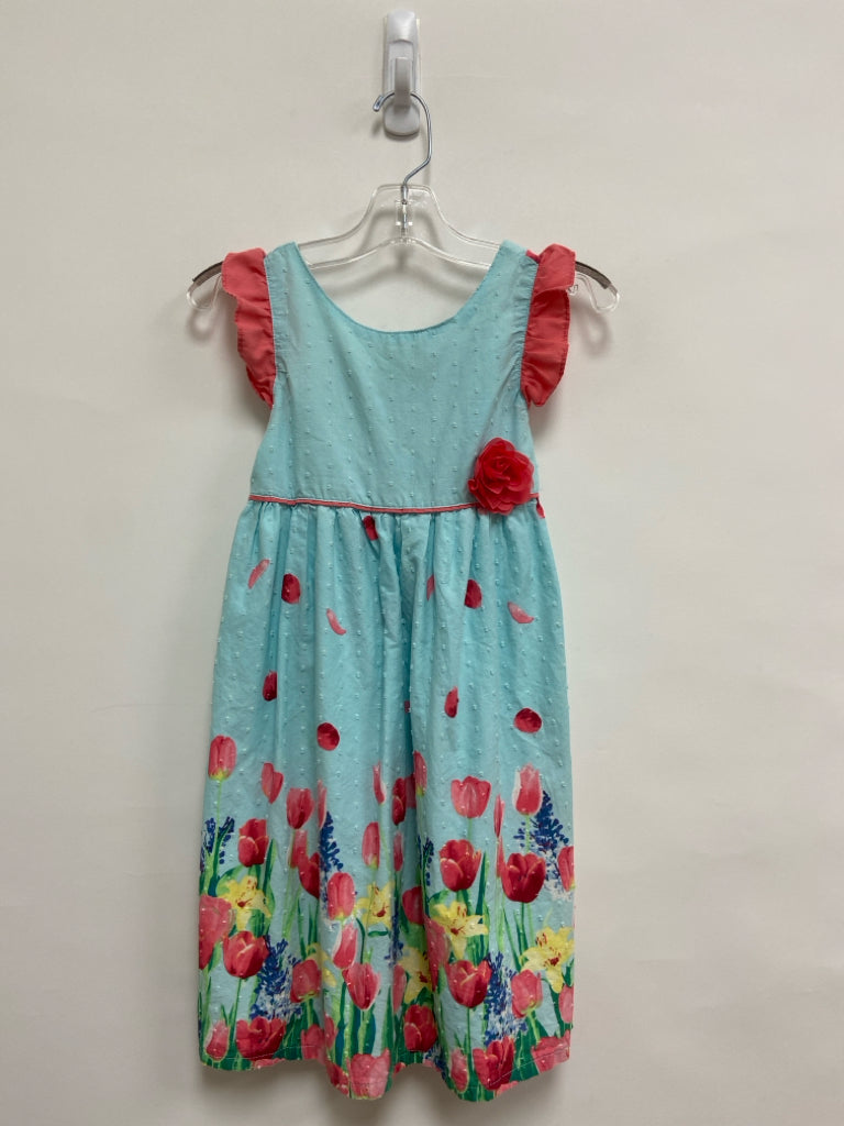 Penelope/Mack SIZE 6 Coral Blue/Green Flowers Sleeveless Girl&