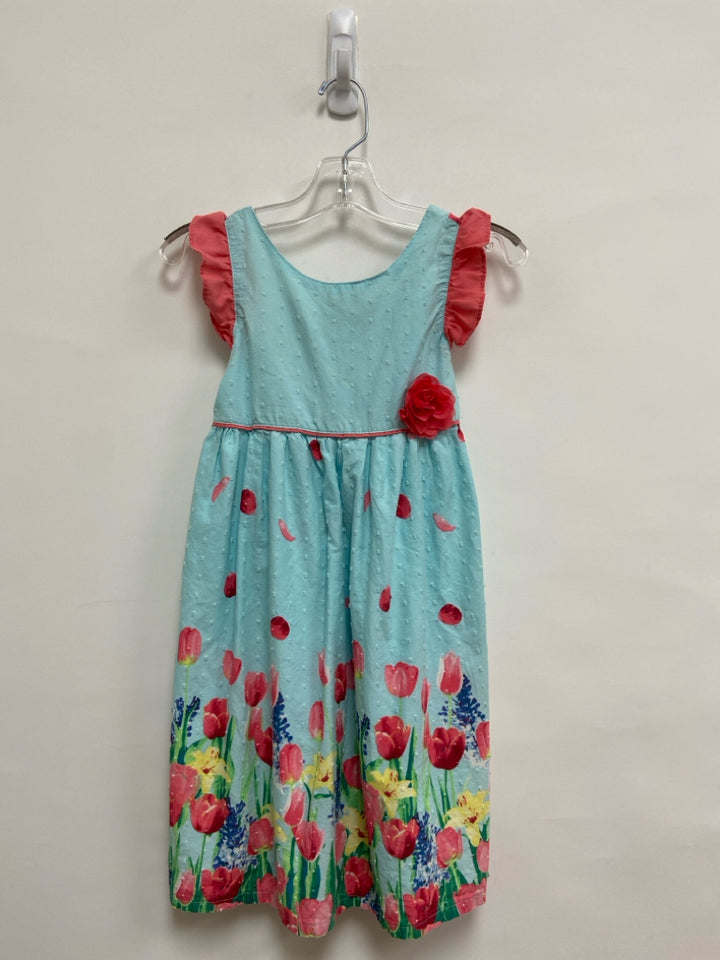 Penelope/Mack SIZE 6 Coral Blue/Green Flowers Sleeveless Girl&
