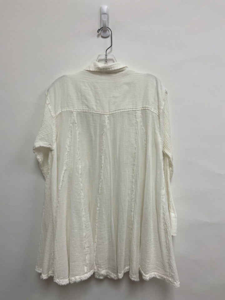 Free People Size S White Crinkle Button Up Ladies Top