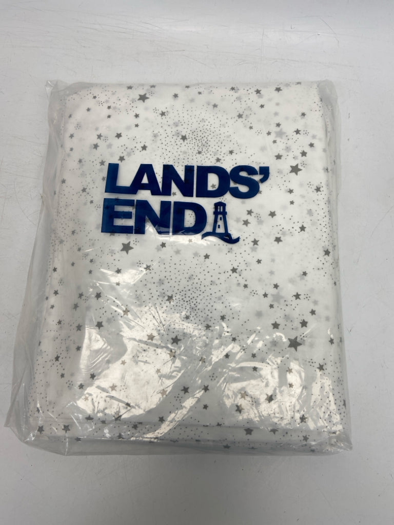 NEW/PKG Lands End White Gray Stars Sheets