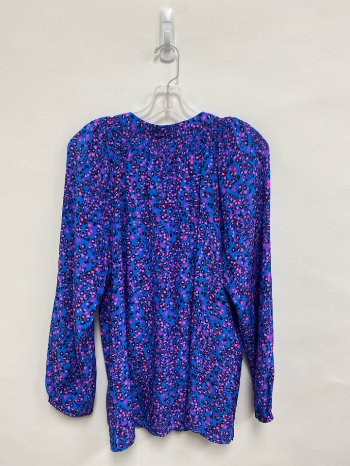 LILLY PULITZER Size XL Periwinkle Burgundy/Pink Dots Silicone Ladies Top