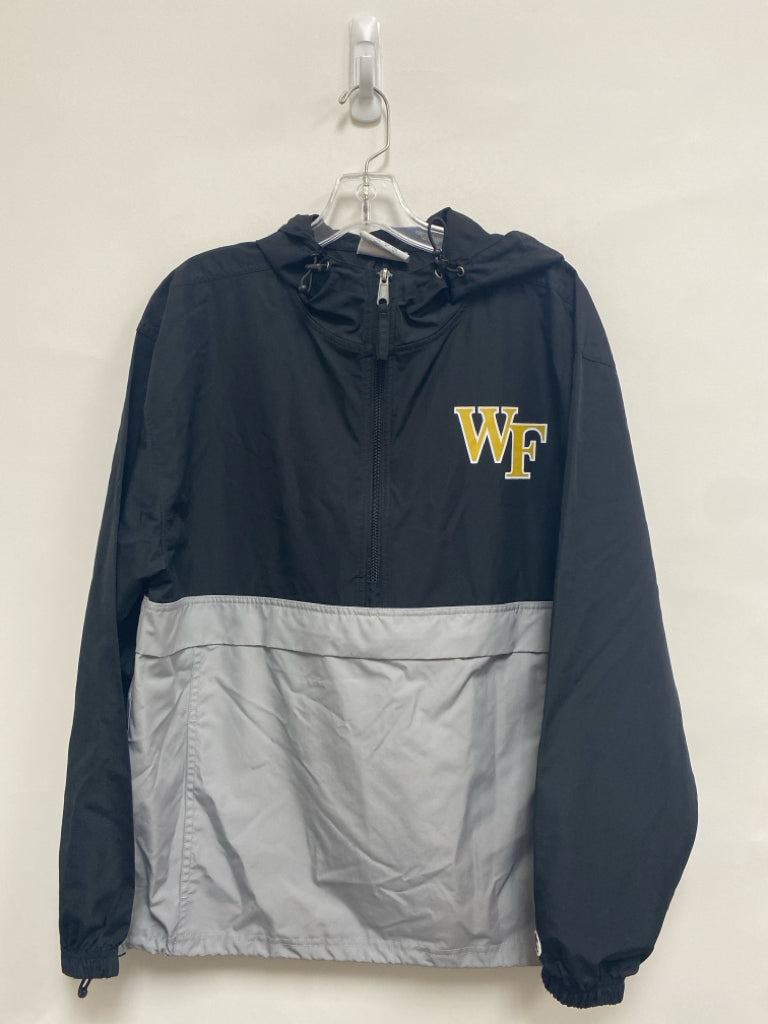 Champion Size M Gray Black Color Block Quarter Zip Hooded Men&