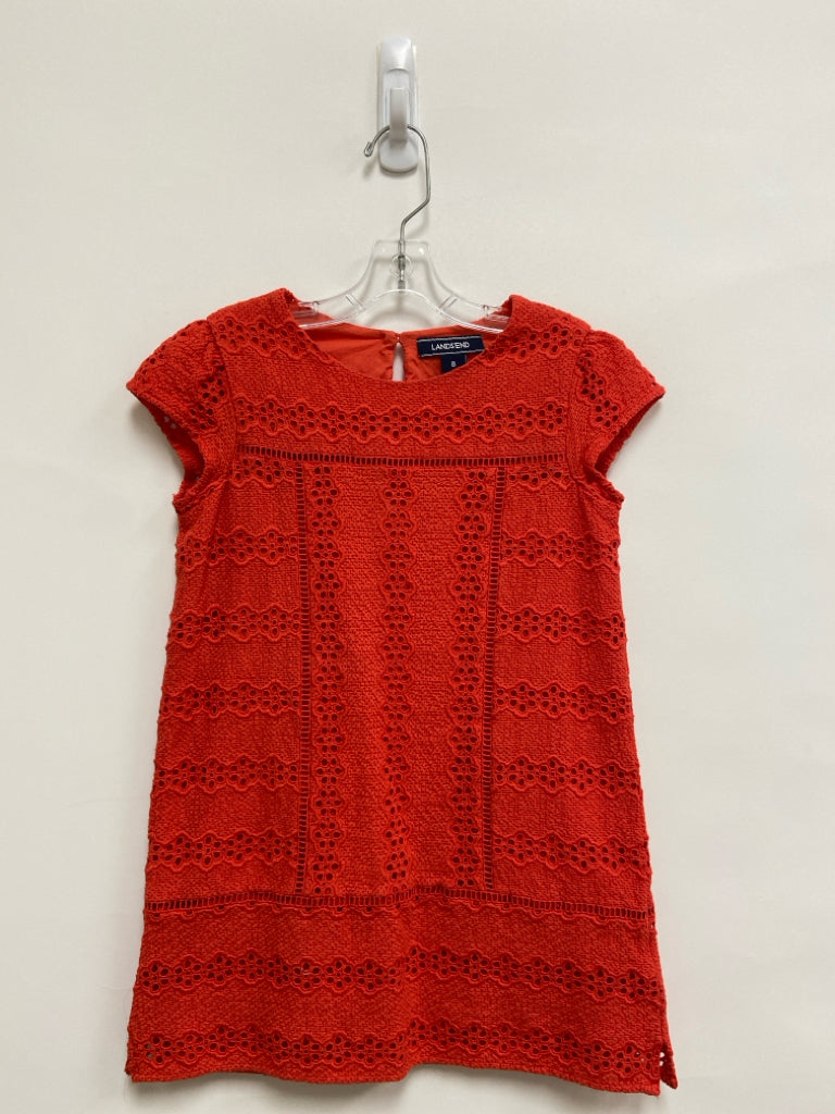 Lands End SIZE 8 Red Cut-Out Eyelet Girl&