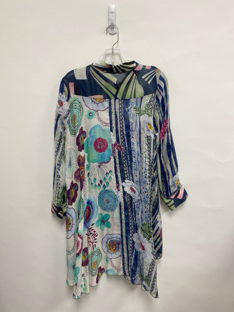 funsport Size L Navy White/Multi Stripes/Flowers Tunic Ladies Top