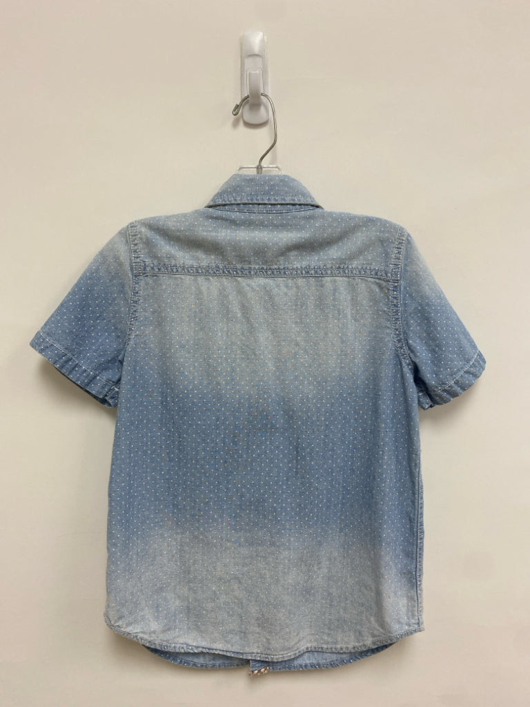 Matilda Jane SIZE 8 Faded Denim White Dots Button Up Boy&