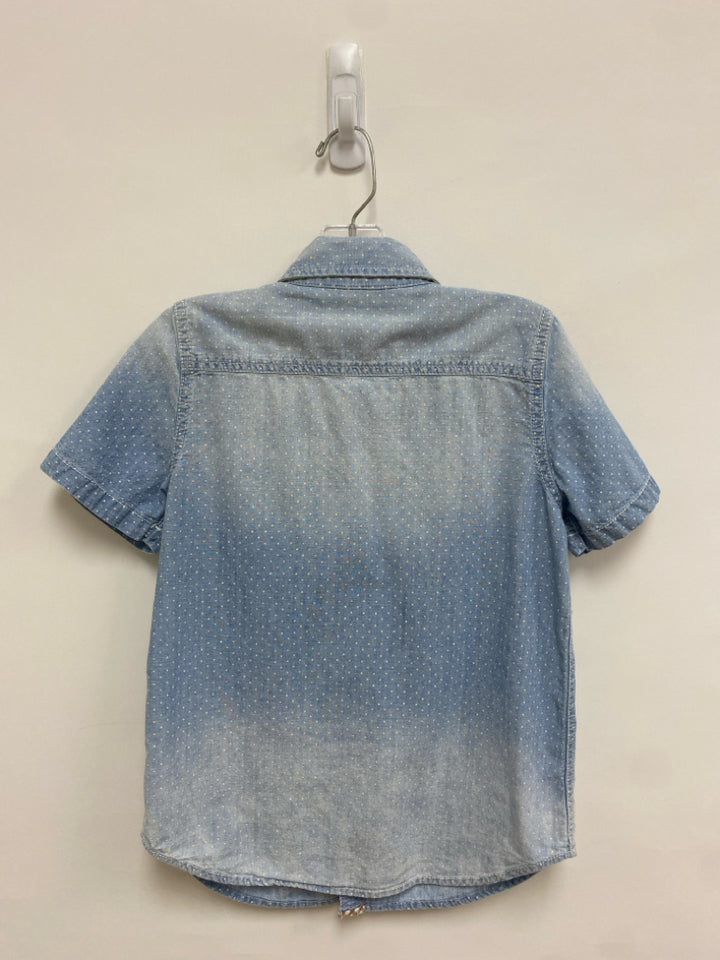 Matilda Jane SIZE 8 Faded Denim White Dots Button Up Boy&