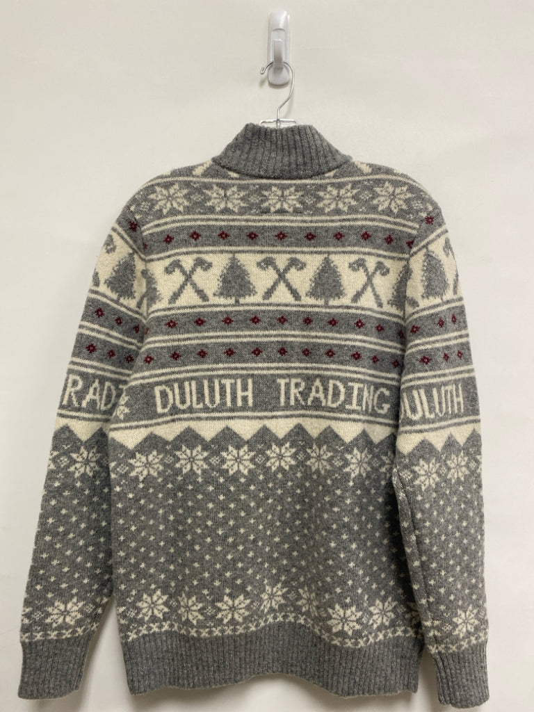 NWT Duluth Trading Size M Cream/Gray Quarter Zip Wool Men&