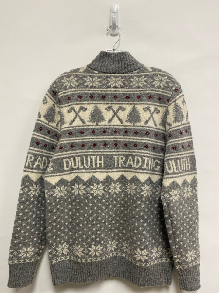 NWT Duluth Trading Size M Cream/Gray Quarter Zip Wool Men&