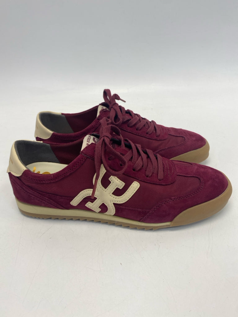 Sam Edelman  Size 8.5 Burgundy Cream Lace-up Sneakers