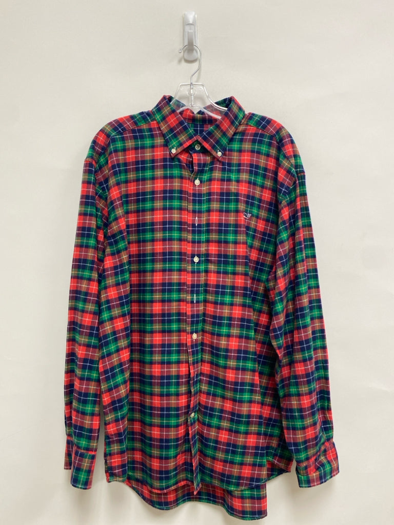 Vineyard Vines Size XL Red/Green Navy Plaid Men&