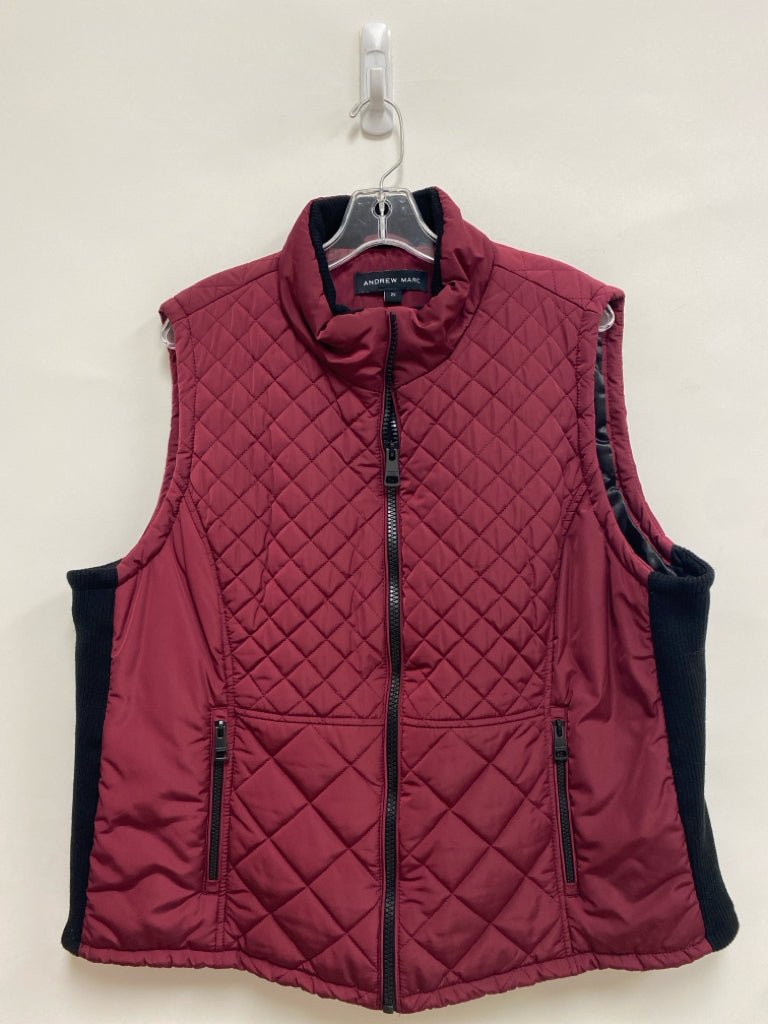 Andrew Marc Size 2X Red Black Quilted Zip Down Plus Size Vest