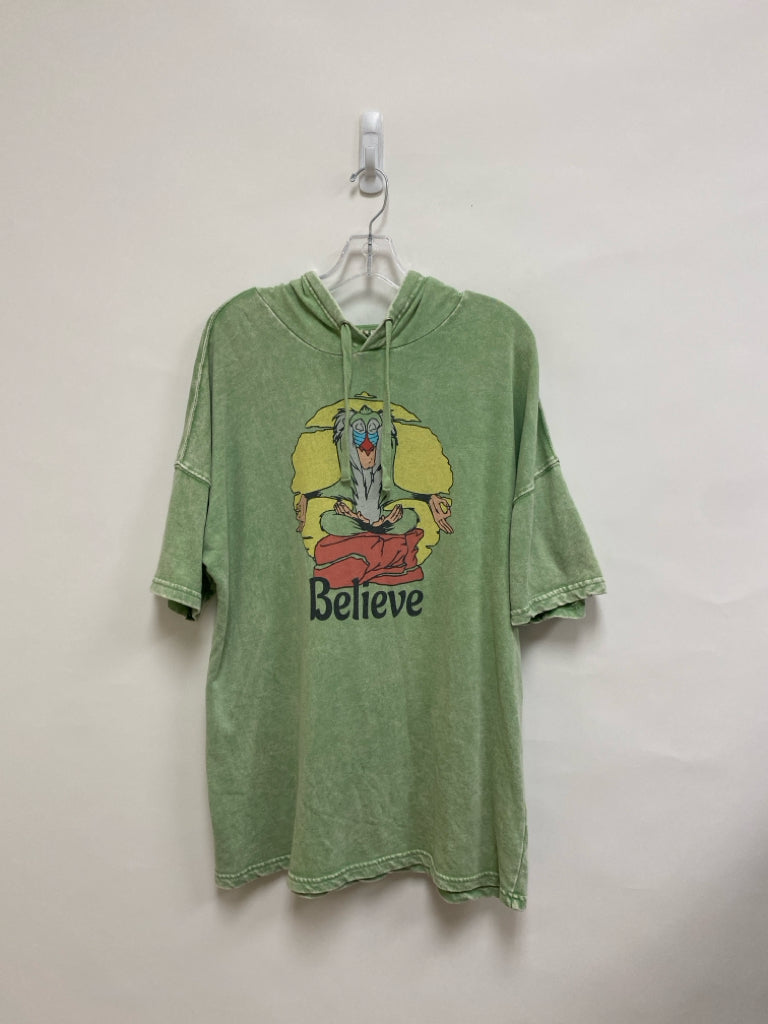Disney Size M Sage Hooded Short Sleeve Ladies Top