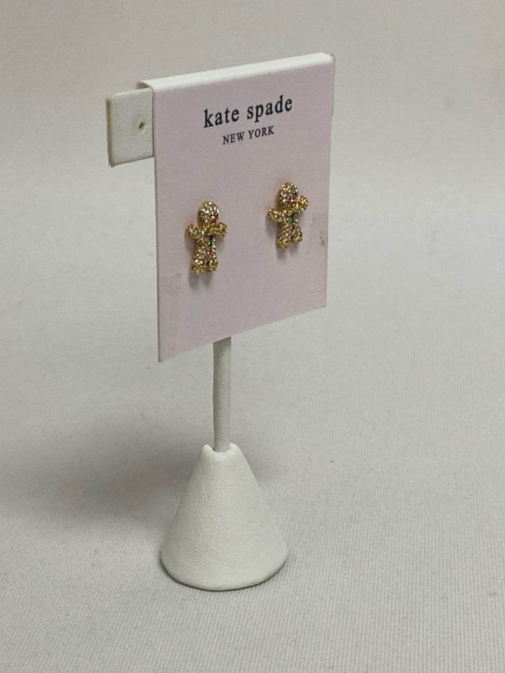 NWT Kate Spade Gold Color Multi Color Gingerbread Man Earrings
