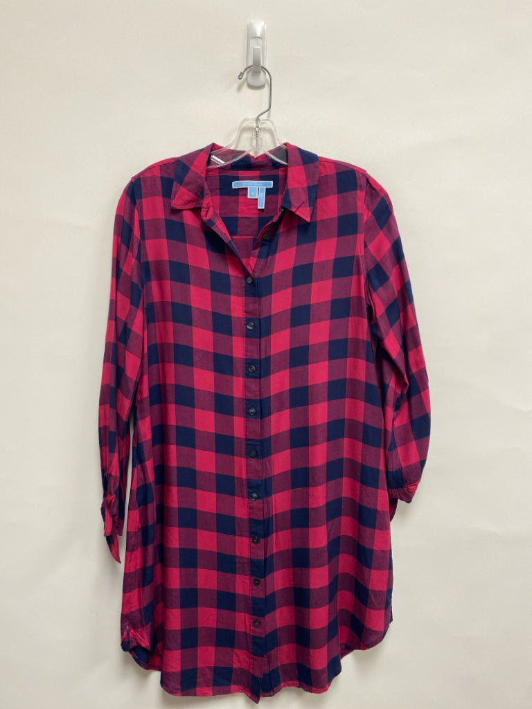 Draper James Size 8 Navy Red Checkered Ladies Dress
