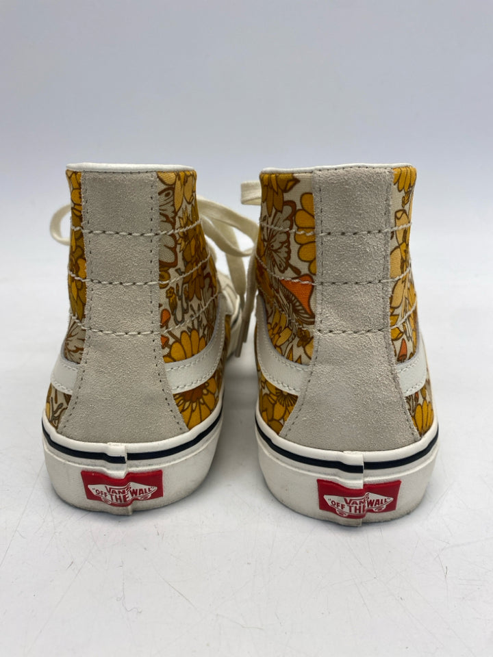 Vans US Shoe Size 10 Yellow Tan Floral Sneakers