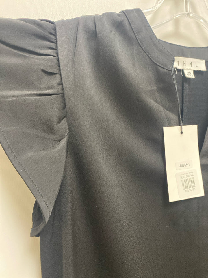 NWT THML Size XS Black Ruffles Ladies Dress