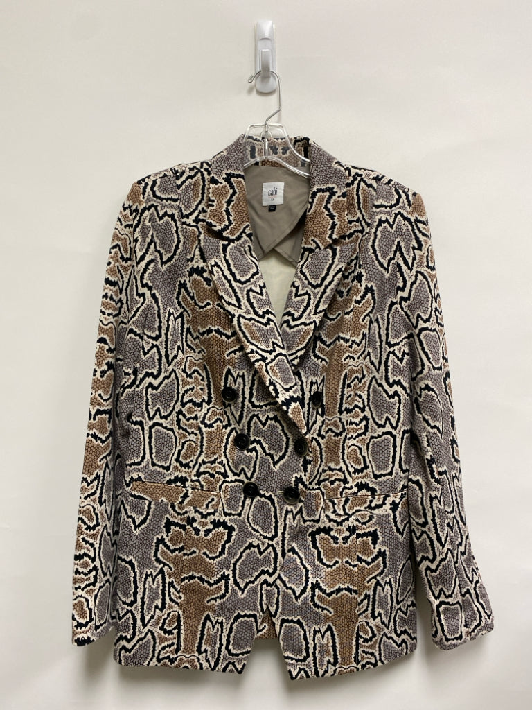 Cabi Size 12 Cream/Gray Black/Tan Snake Print Button Up Ladies Jacket