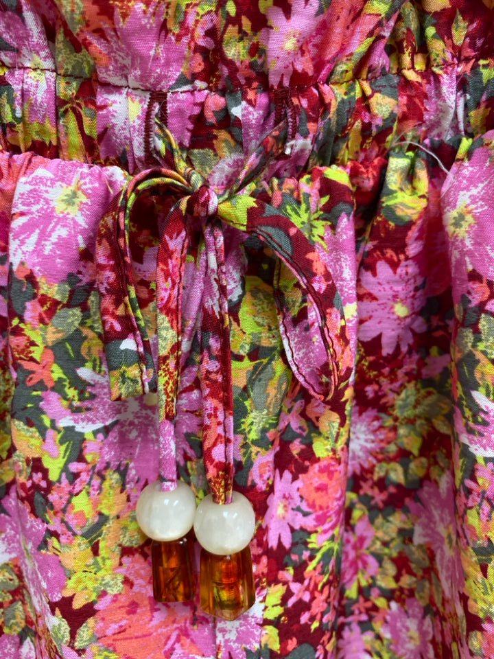 NWT Size S Red/Pink White/Green Floral Sleeveless Ladies Jumpsuit