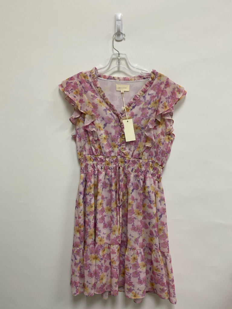 NWT MELLODAY Size M Pink Purple/Yellow Flowers Ladies Dress