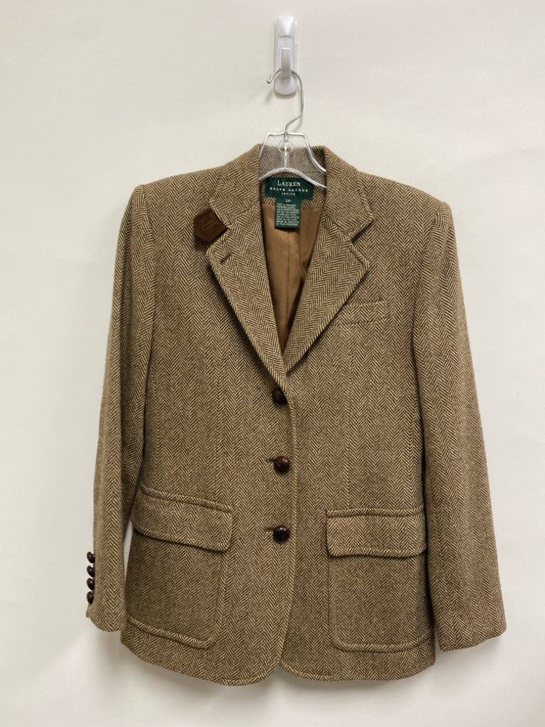 Lauren Ralph Lauren Size 2P Brown/Cream Herringbone Petite Jacket