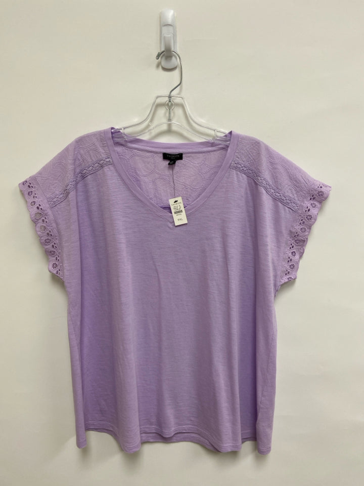 NWT Talbots Size XLP Lavender Lace V Neck Petite Top