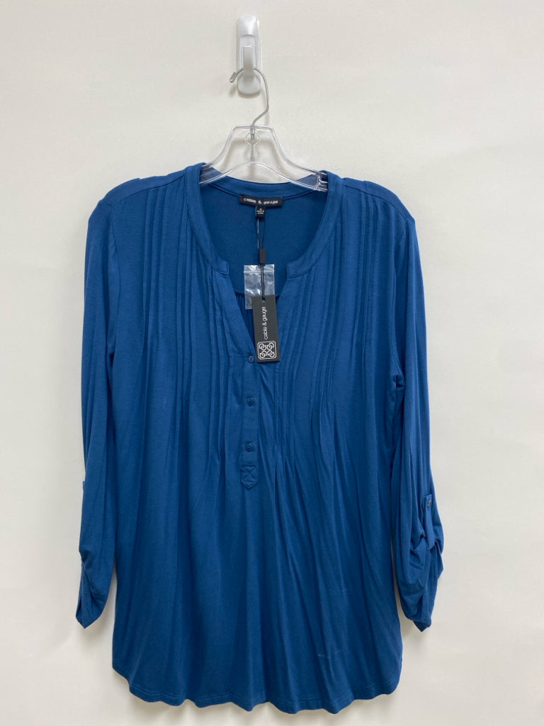 NWT Cable&amp;Gauge Size M Dark Turquiose Pleated 3/4 Sleeve Ladies Top