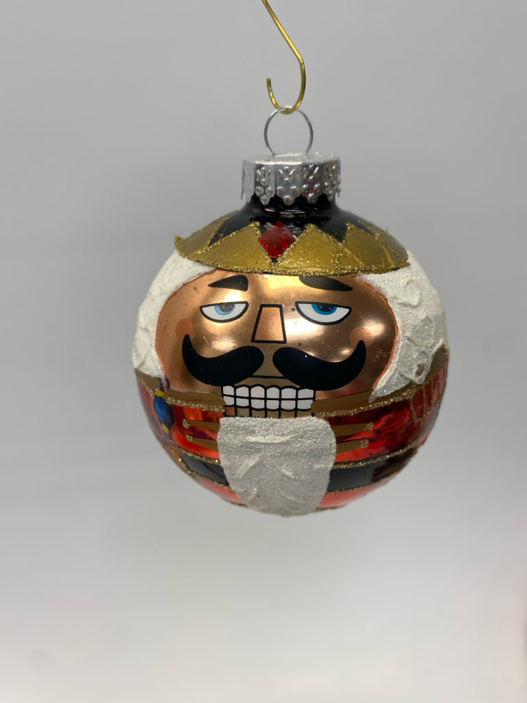 Red/Gold Black/Cream Nutcracker Glass Ornaments