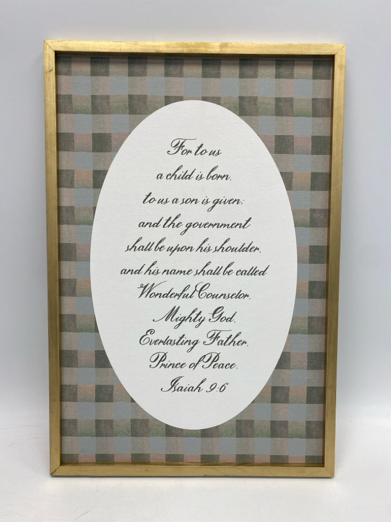 Gold/Clear Green/Gray Checkered Wood Christmas