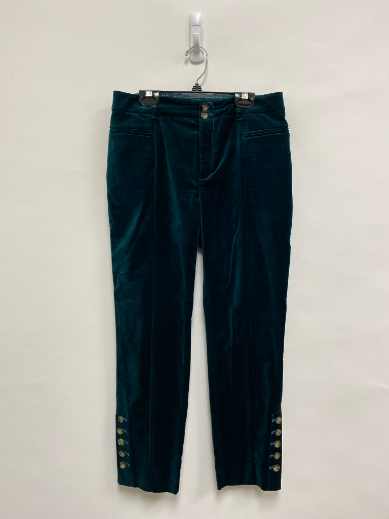 Anthropologie Size S Dark Green Cropped Velour Ladies Pants