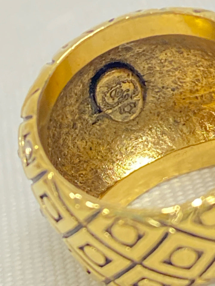 Gold Color Black Jeweled Ring