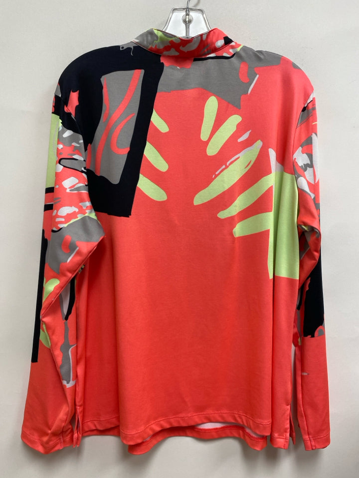 jamie sadock Size XL Coral Lime Green Quarter Zip Athletic Top