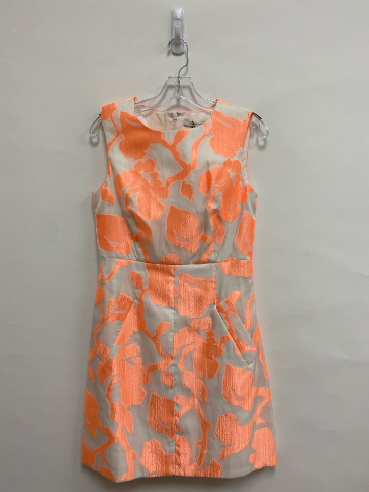 Diane Von Furstenberg Size 10 Coral White Roses Sleeveless Ladies Dress