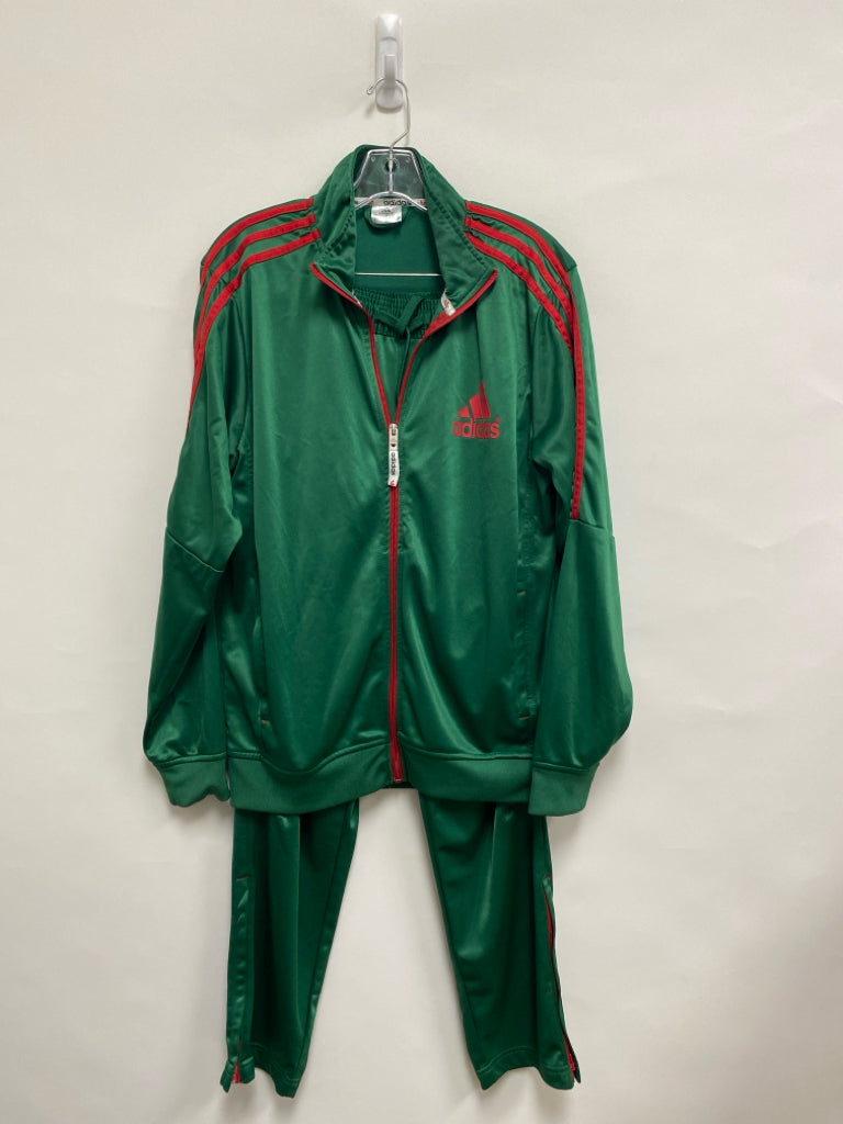 Adidas Size L Green Red Accents Zip Down Men&