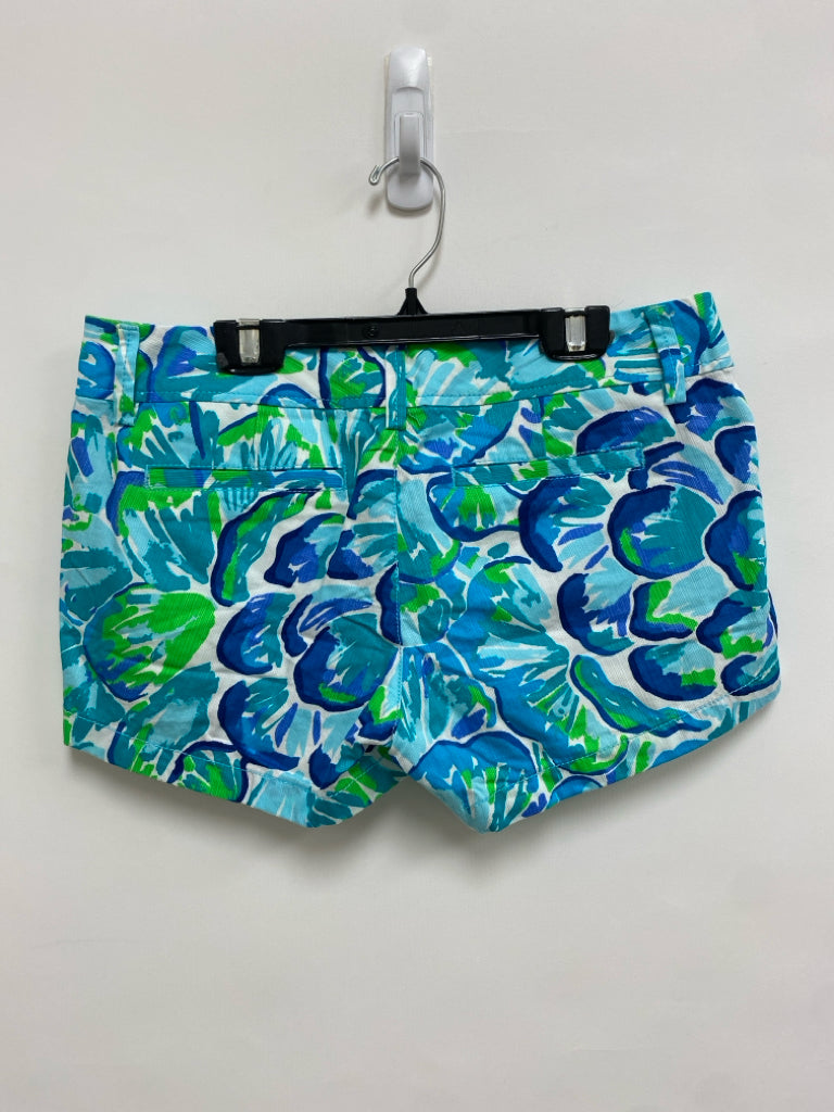 LILLY PULITZER Size 4 Turquoise Blue/Green Abstract Ladies Shorts