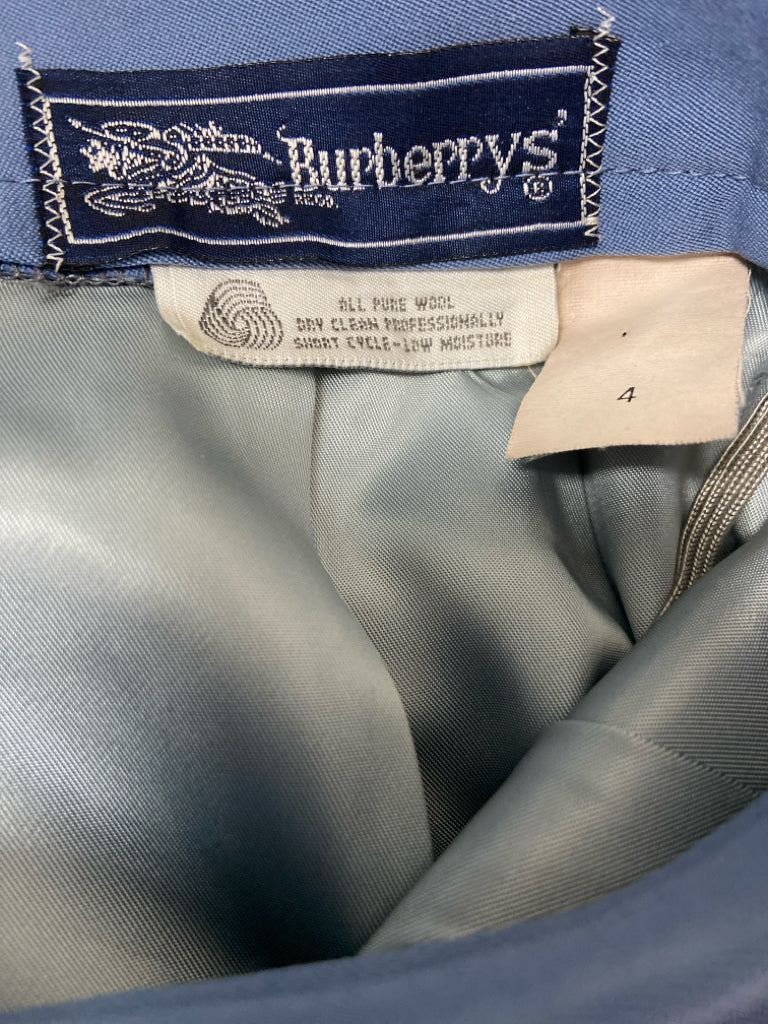Burberry Size 4 Blue Pleated Wool Ladies Skirt