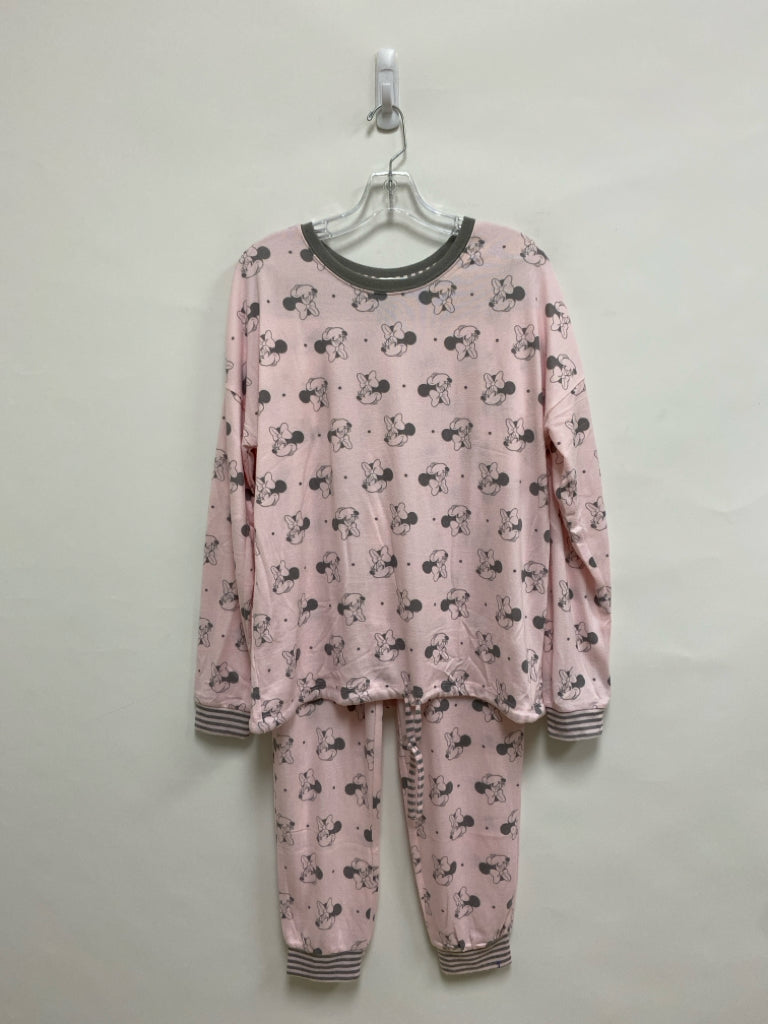 Disney Size M Pink/Gray Minnie Mouse Ladies 2pc Pajamas